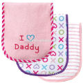 newest pink serise nature cotton letter i love daddy pink stripe organic baby bibs